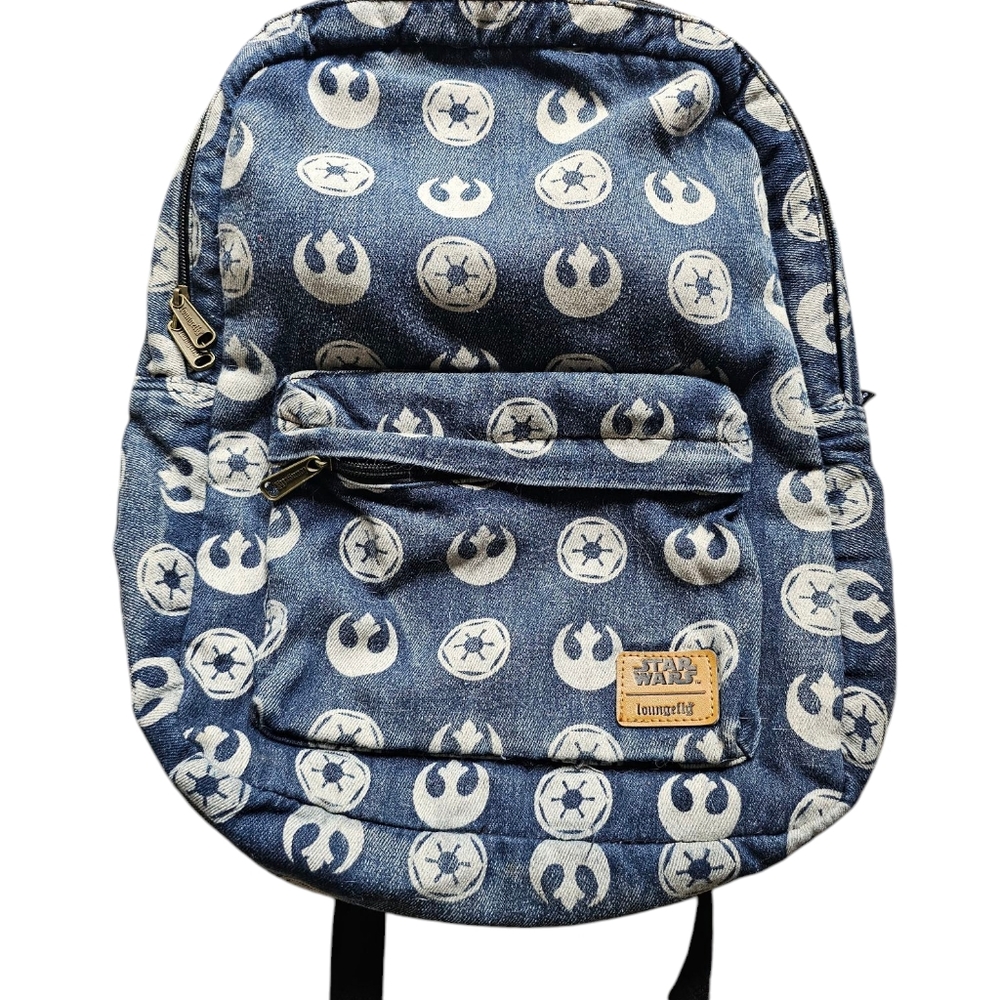 Loungefly Disney Distressed Denim Blue‎ Star Wars Imperial Star Backpack